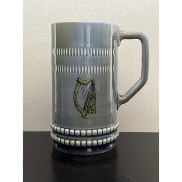 Vintage Wade Irish Porcelain Harp Blue Green Beer Stein Tankard Mug - Picture 1 of 4